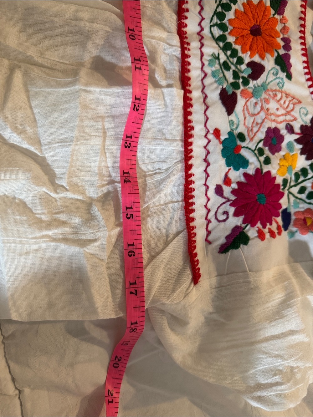Boho Peasant Gauze Top with Vibrant Embroidery Detail Front and Back - Picture 6 of 7